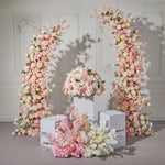 Aliflowers Pink Rose Flower Row Horn Arch Wedding Event Decor Props