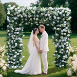 Aliflowers White Rose Green Leaf Floral Row Decor Wedding Backdrop Square Frame GM007