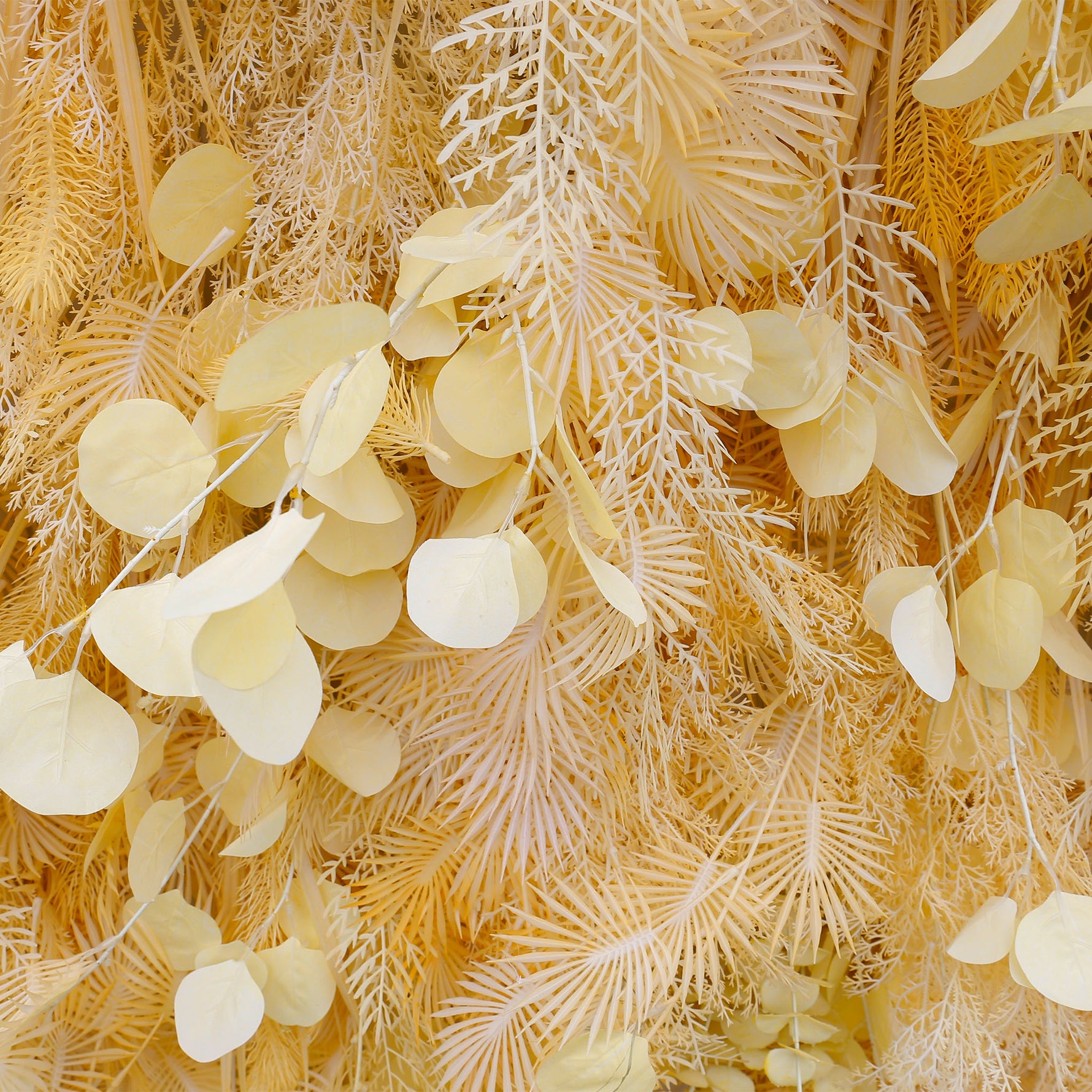 Aliflowers Artificial Handmade Dried Yellow Pampas Grass Wall for Event Party Wedding Backdrop Decor Prop ALFWL134