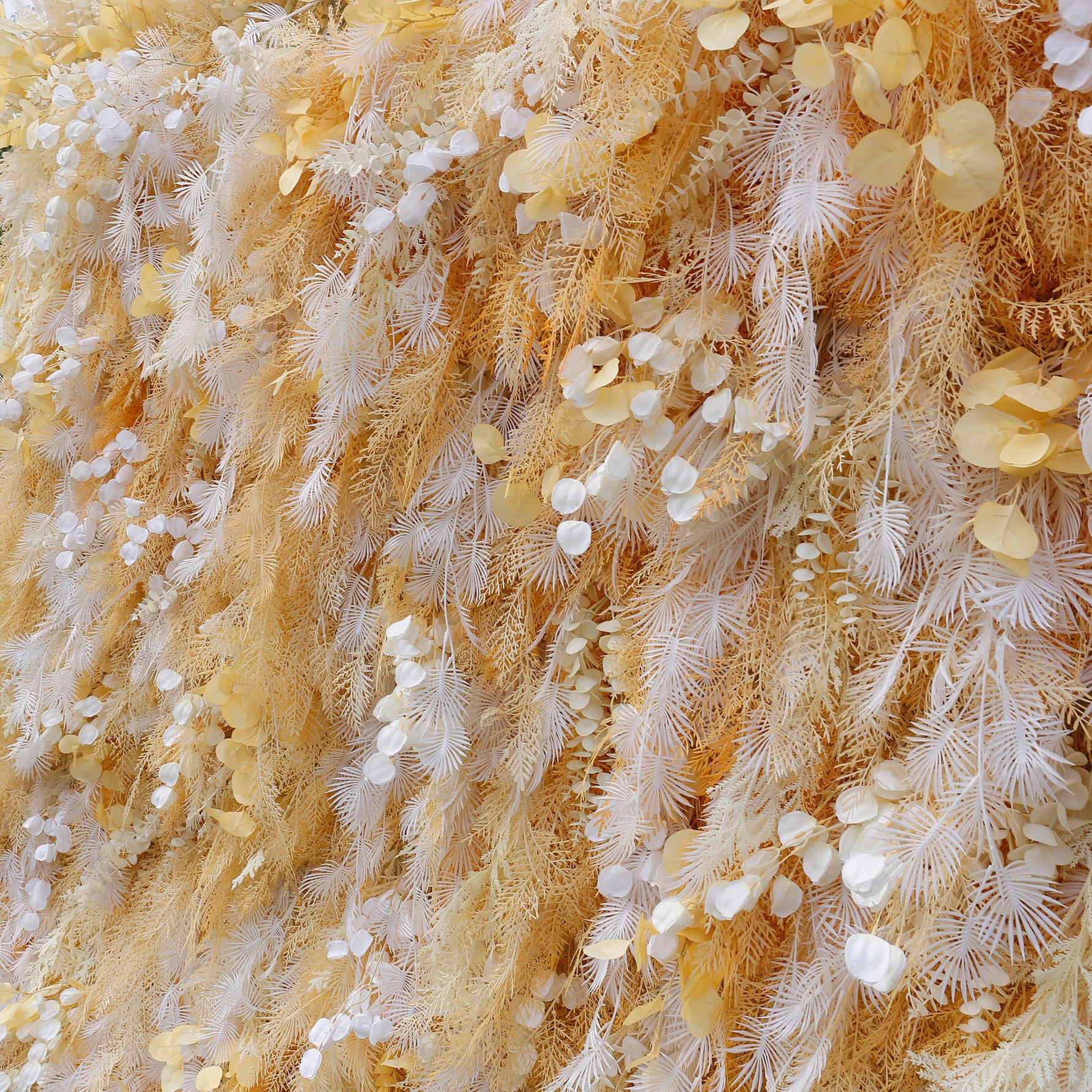 Aliflowers Artificial Handmade Dried Yellow Pampas Grass Wall for Event Party Wedding Backdrop Decor Prop ALFWL128 - Ali Flowers