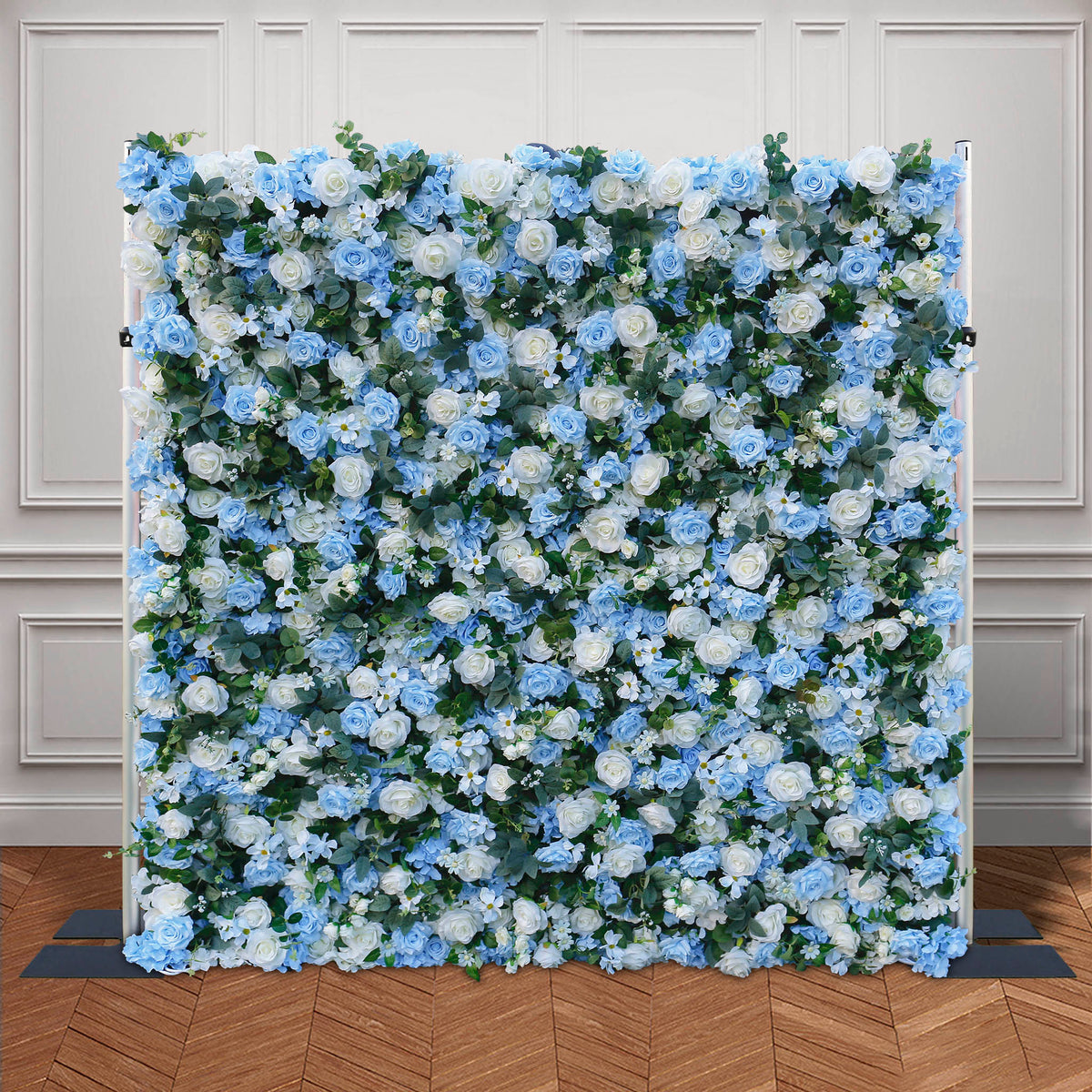 Aliflowers Blue Rose Roll up Fabric Flower Wall for Wedding ALFWL087 - Ali Flowers