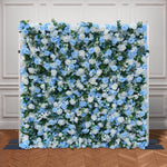 Aliflowers Blue Rose Roll up Fabric Flower Wall for Wedding ALFWL087 - Ali Flowers