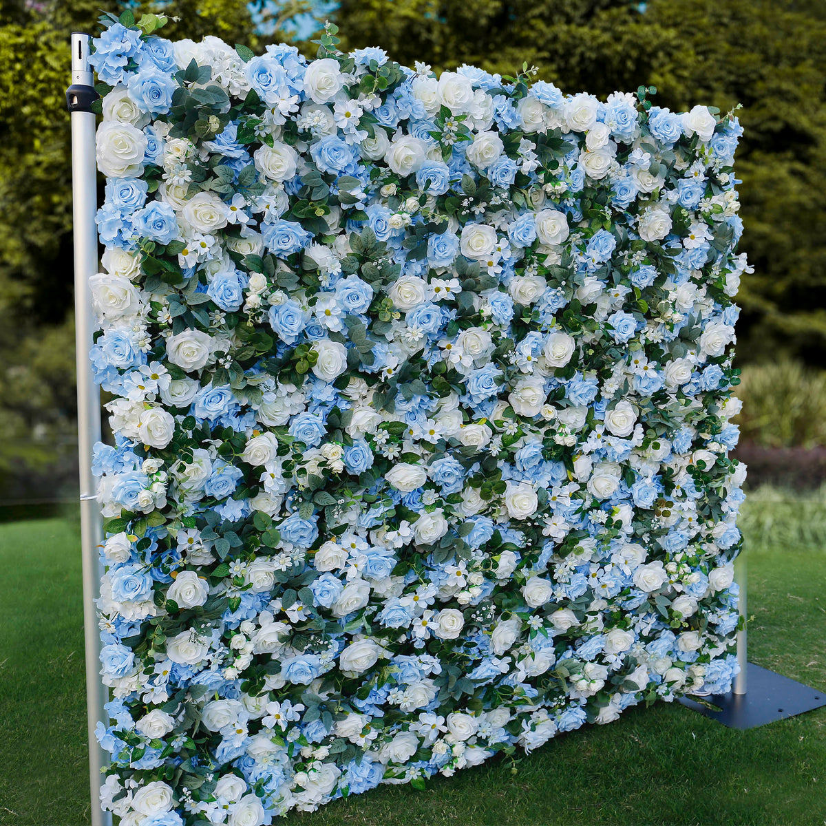 Aliflowers Blue Rose Roll up Fabric Flower Wall for Wedding ALFWL087 - Ali Flowers