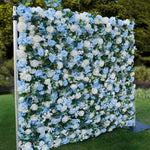 Aliflowers Blue Rose Roll up Fabric Flower Wall for Wedding ALFWL087 - Ali Flowers