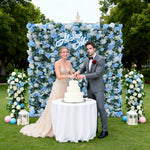 Aliflowers Blue Rose Roll up Fabric Flower Wall for Wedding ALFWL087 - Ali Flowers