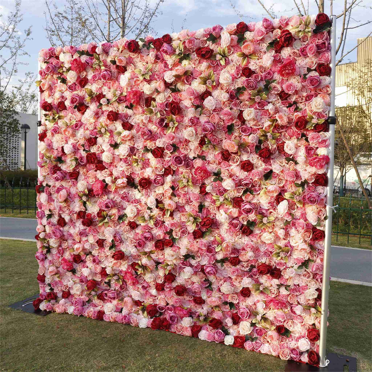 Aliflowers 3D Artificial Blush Rose Mall Window Display Prop Flower Wall for Wedding ALFWL075 - Ali Flowers