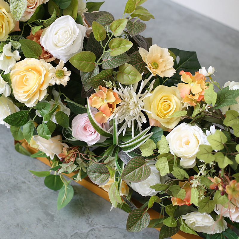 Aliflowers Colorful Artificial Flowers Arrangement Wedding Backdrop Moon-Shaped Arch Frame Decorations For Reception Flower Stand ALFAM001 - Ali Flowers