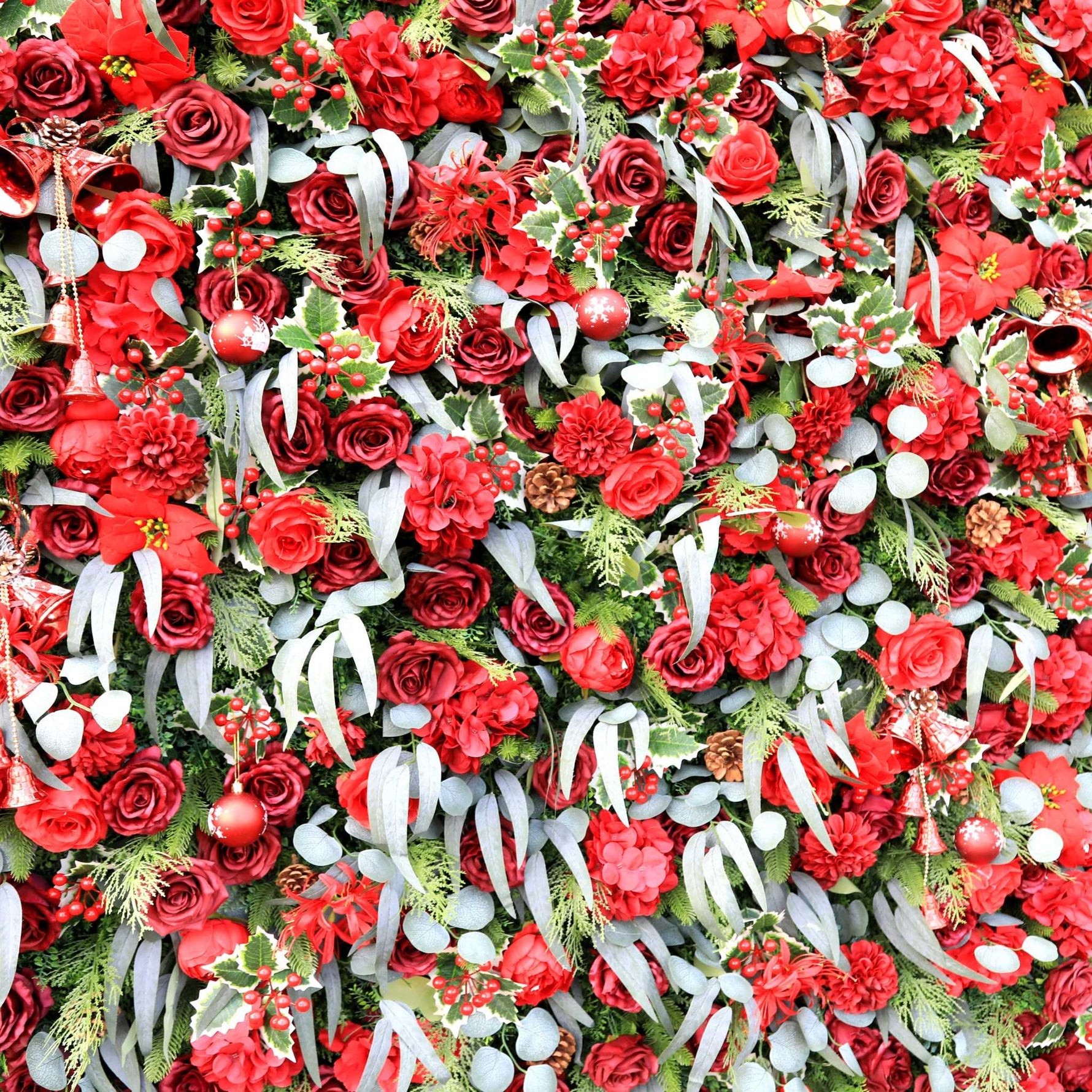 Aliflowers Christmas Artificial Rose Plant Backdrop Deco Wall Event Party Prop Rolling Up Curtain MCFL23002 - Ali Flowers