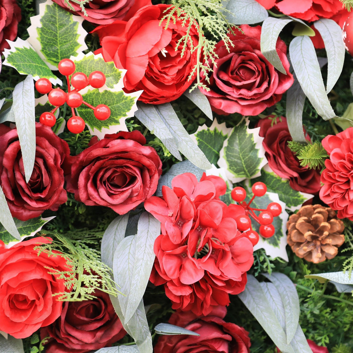 Aliflowers Christmas Artificial Rose Plant Backdrop Deco Wall Event Party Prop Rolling Up Curtain MCFL23002 - Ali Flowers