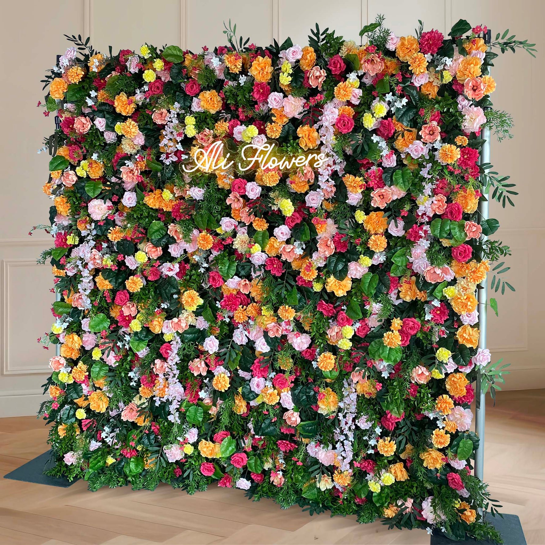 Aliflowers 5D Colorful Floral Fabric Flower Wall Event Party Backdrop Decoration