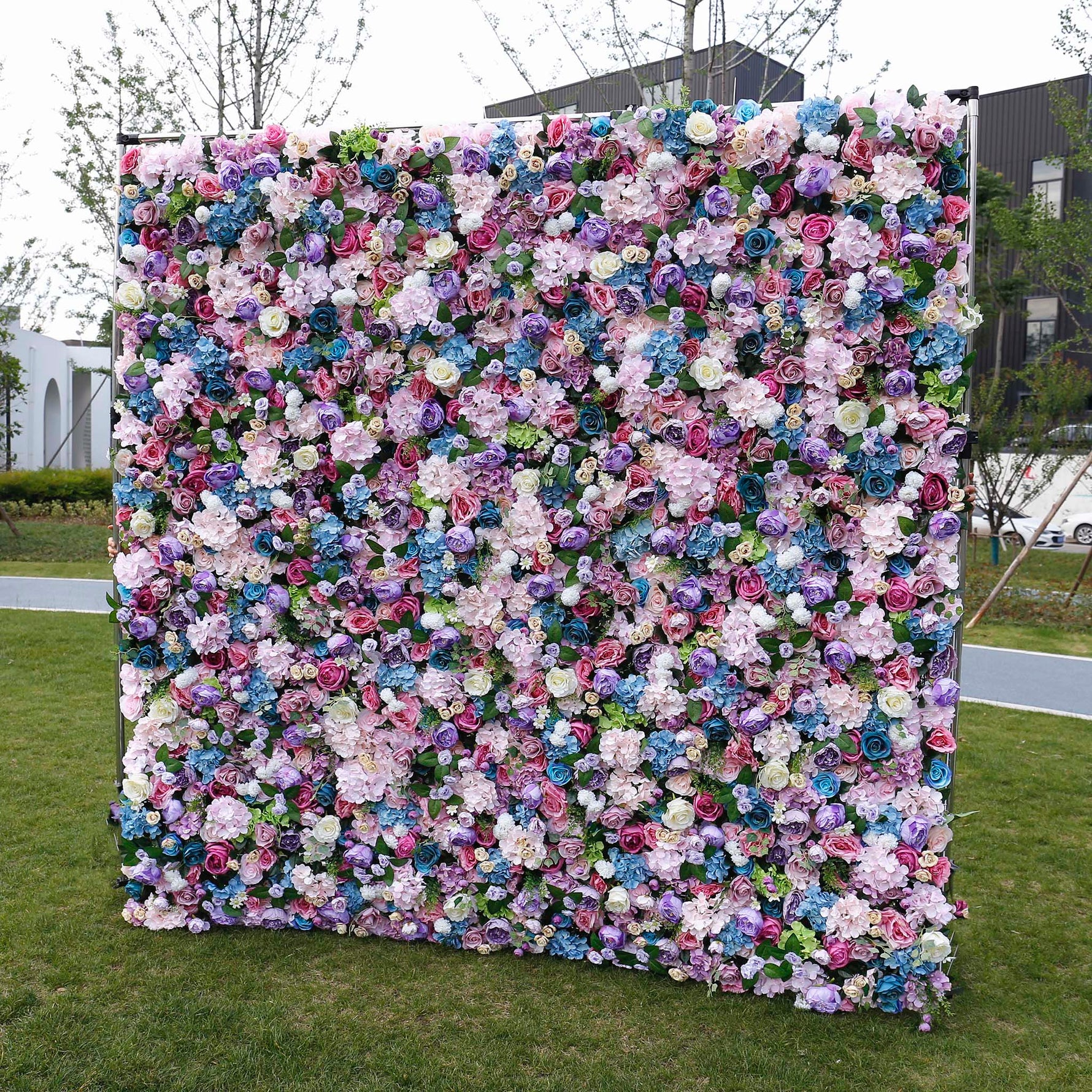 Aliflowers Violet Blue Roese Peony Flowering Wall Wedding Decor ALFWL055 - Ali Flowers