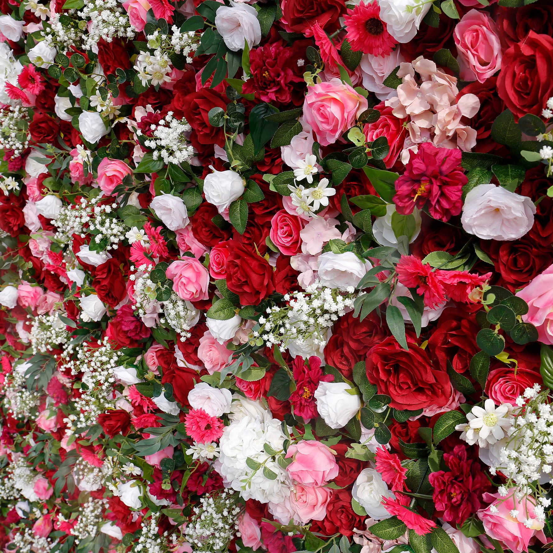 Aliflowers 5D Red Pink Hydrangea Baby Breath Roll Up Cloth Artificial Flowers for Flower Wall Plant Wall ALFWL072 - Ali Flowers