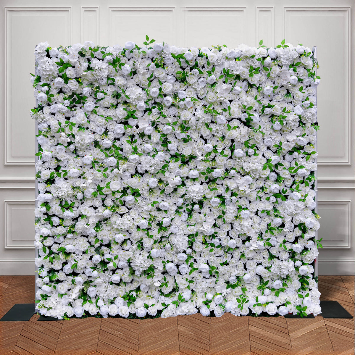Aliflowers Cream Rose with Green Leaves Artificial Flowers Wall Decoration ALFWL105 - Ali Flowers