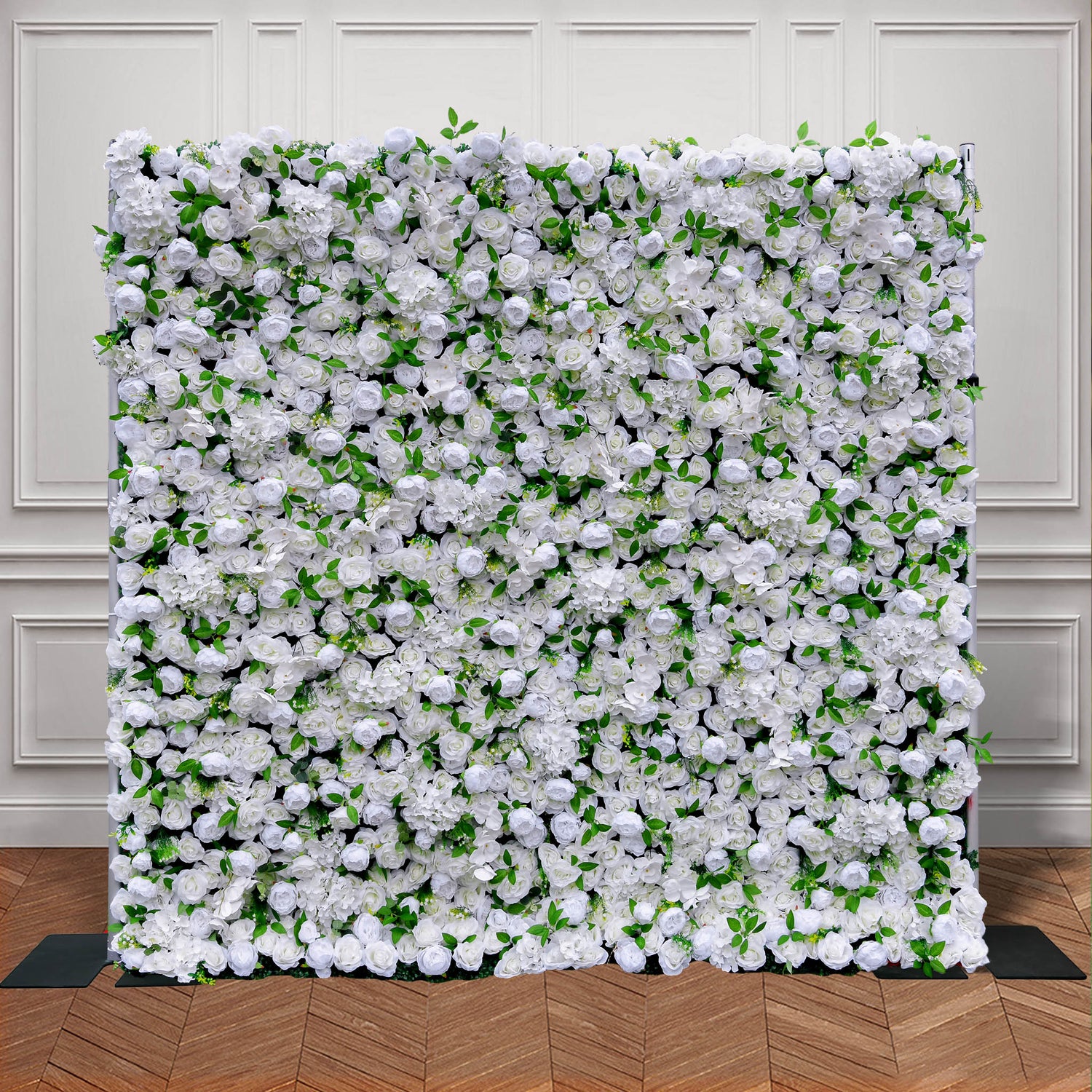 Aliflowers Cream Rose with Green Leaves Artificial Flowers Wall Decoration ALFWL105 - Ali Flowers