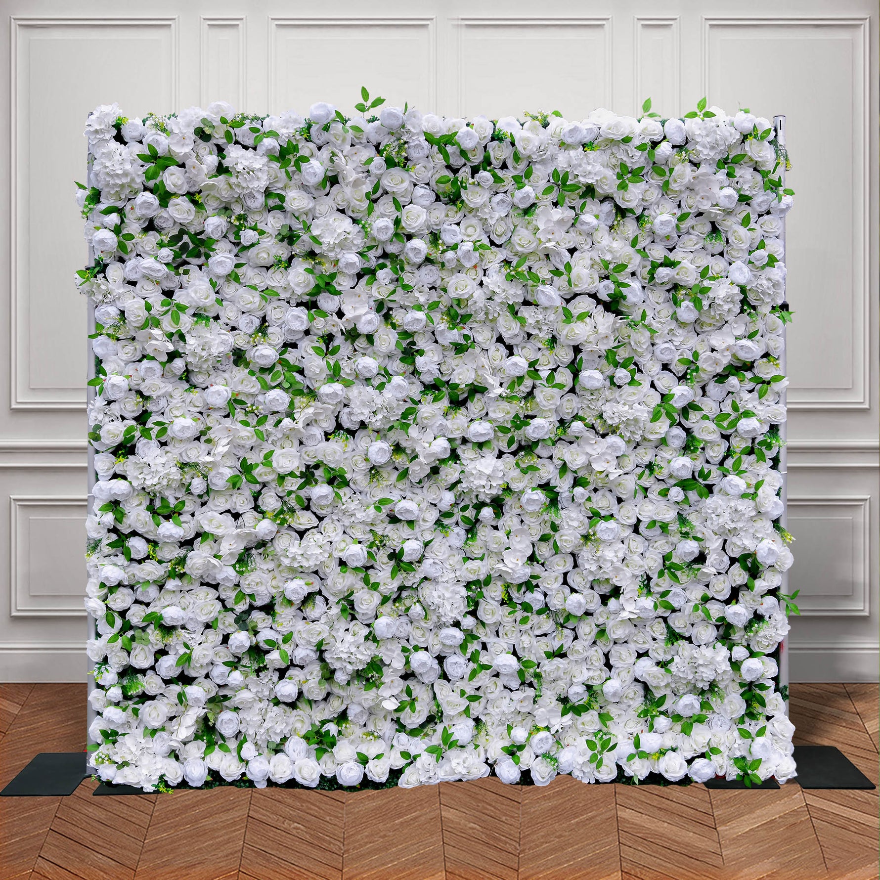 Aliflowers Cream Rose with Green Leaves Artificial Flowers Wall Decoration ALFWL105 - Ali Flowers
