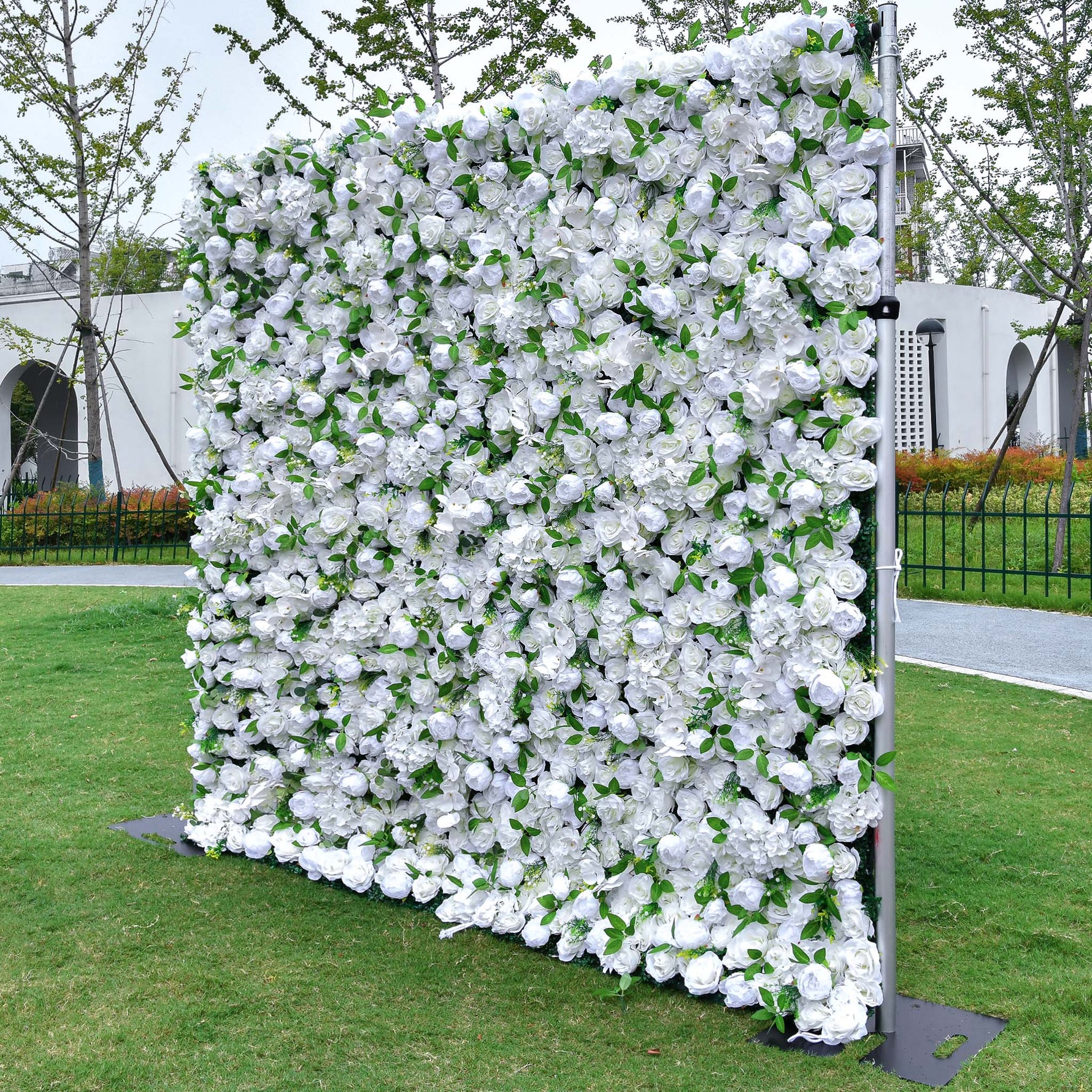 Aliflowers Cream Rose with Green Leaves Artificial Flowers Wall Decoration ALFWL105 - Ali Flowers