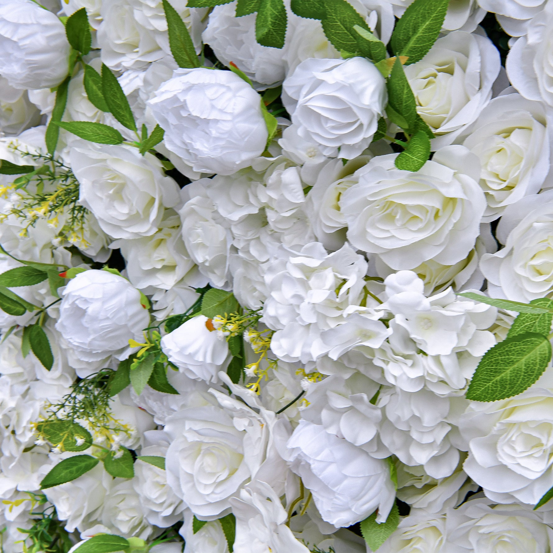 Aliflowers Cream Rose with Green Leaves Artificial Flowers Wall Decoration ALFWL105 - Ali Flowers