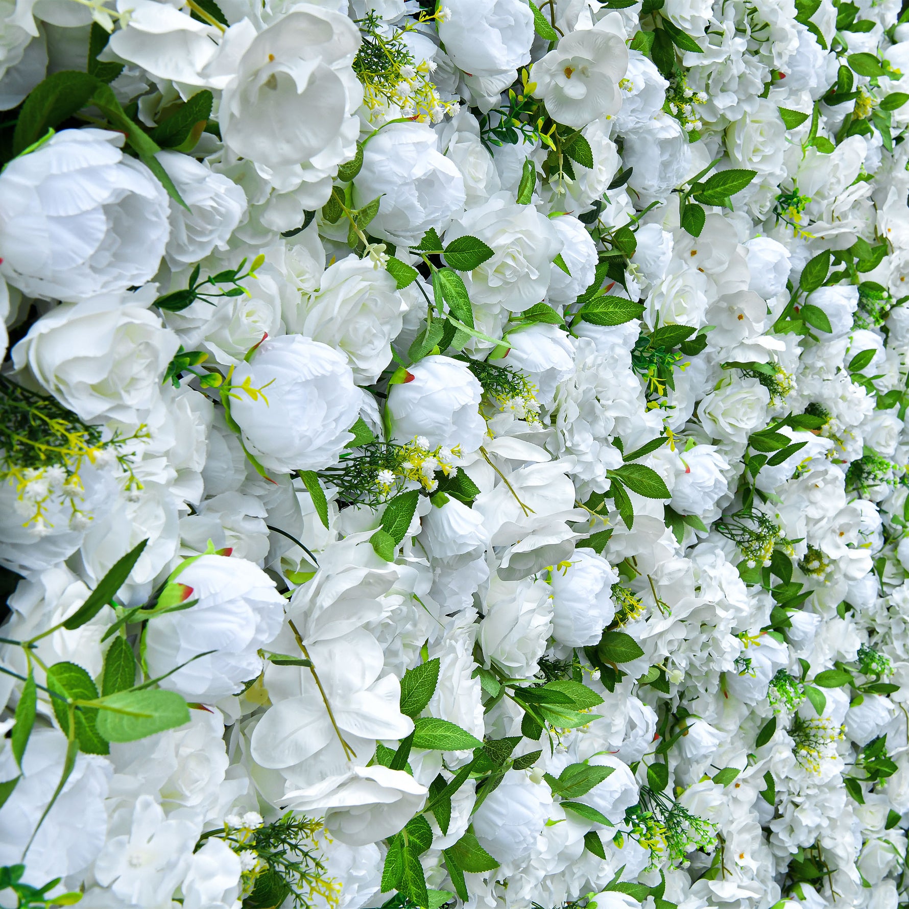 Aliflowers Cream Rose with Green Leaves Artificial Flowers Wall Decoration ALFWL105 - Ali Flowers