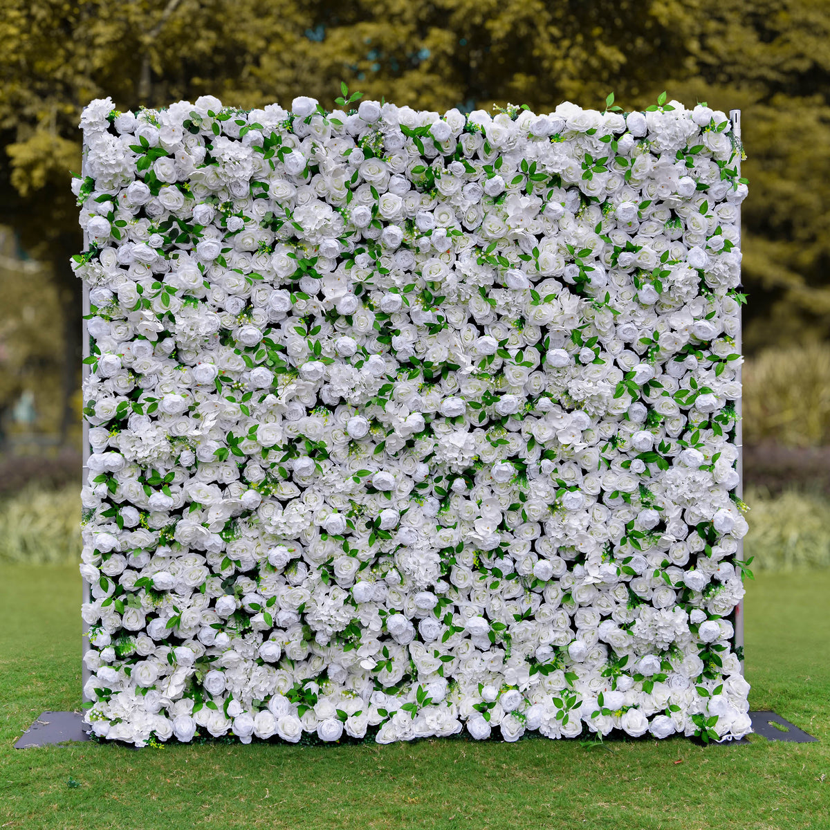 Aliflowers Cream Rose with Green Leaves Artificial Flowers Wall Decoration ALFWL105 - Ali Flowers