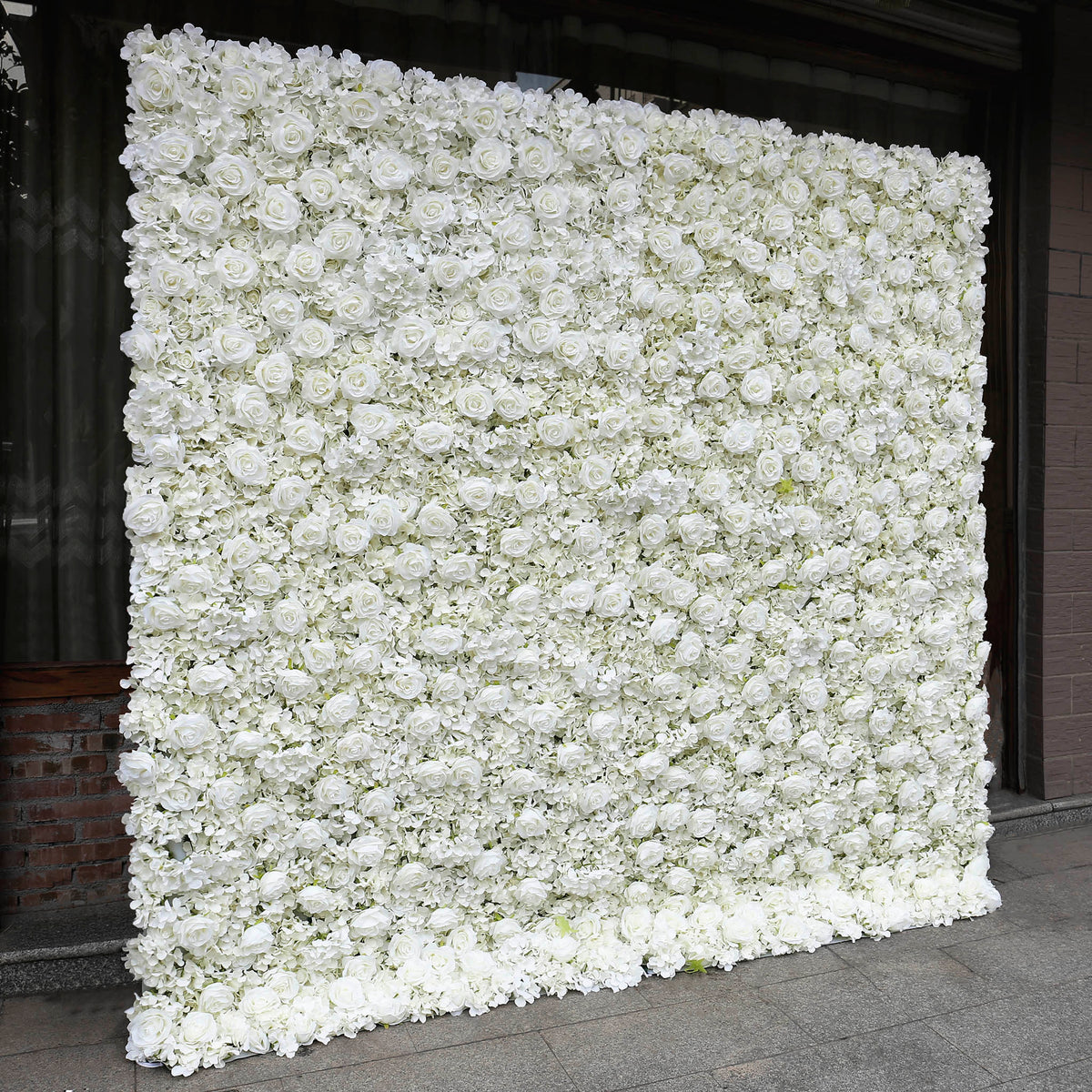 Aliflowers Cream Rose Roll Up Fabric Artificial Flower Wall for Sale ALFWL065 - Ali Flowers