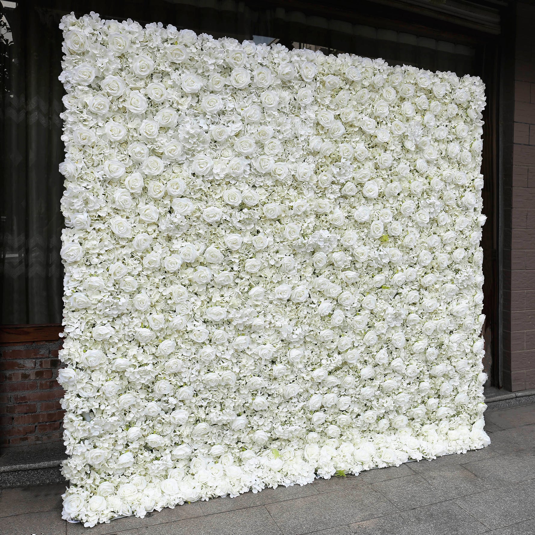 Aliflowers Cream Rose Roll Up Fabric Artificial Flower Wall for Sale ALFWL065 - Ali Flowers