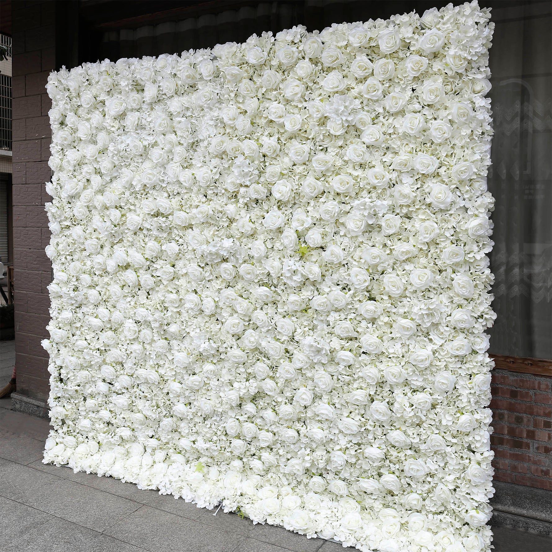 Aliflowers Cream Rose Roll Up Fabric Artificial Flower Wall for Sale ALFWL065 - Ali Flowers