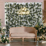 Aliflowers Cream Rose with Green Leaves Wall of Flower Wedding Backdrop ALFWL138- Ali Flowers