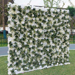 Aliflowers Cream Rose with Green Leaves Wall of Flower Wedding Backdrop ALFWL067 - Ali Flowers
