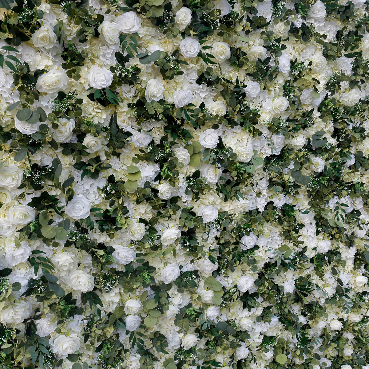 Aliflowers Cream Rose with Green Leaves Wall of Flower Wedding Backdrop ALFWL067 - Ali Flowers