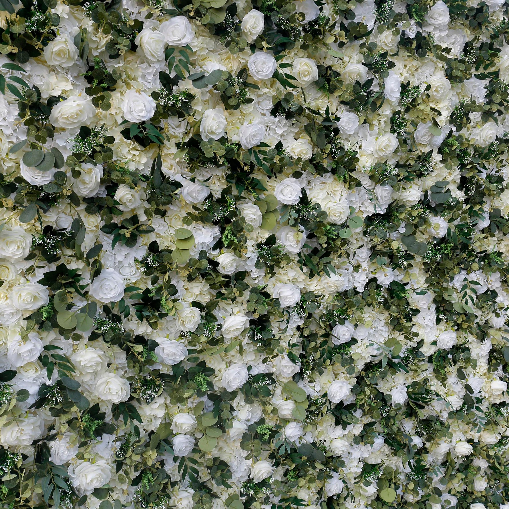 Aliflowers Cream Rose with Green Leaves Wall of Flower Wedding Backdrop ALFWL067 - Ali Flowers