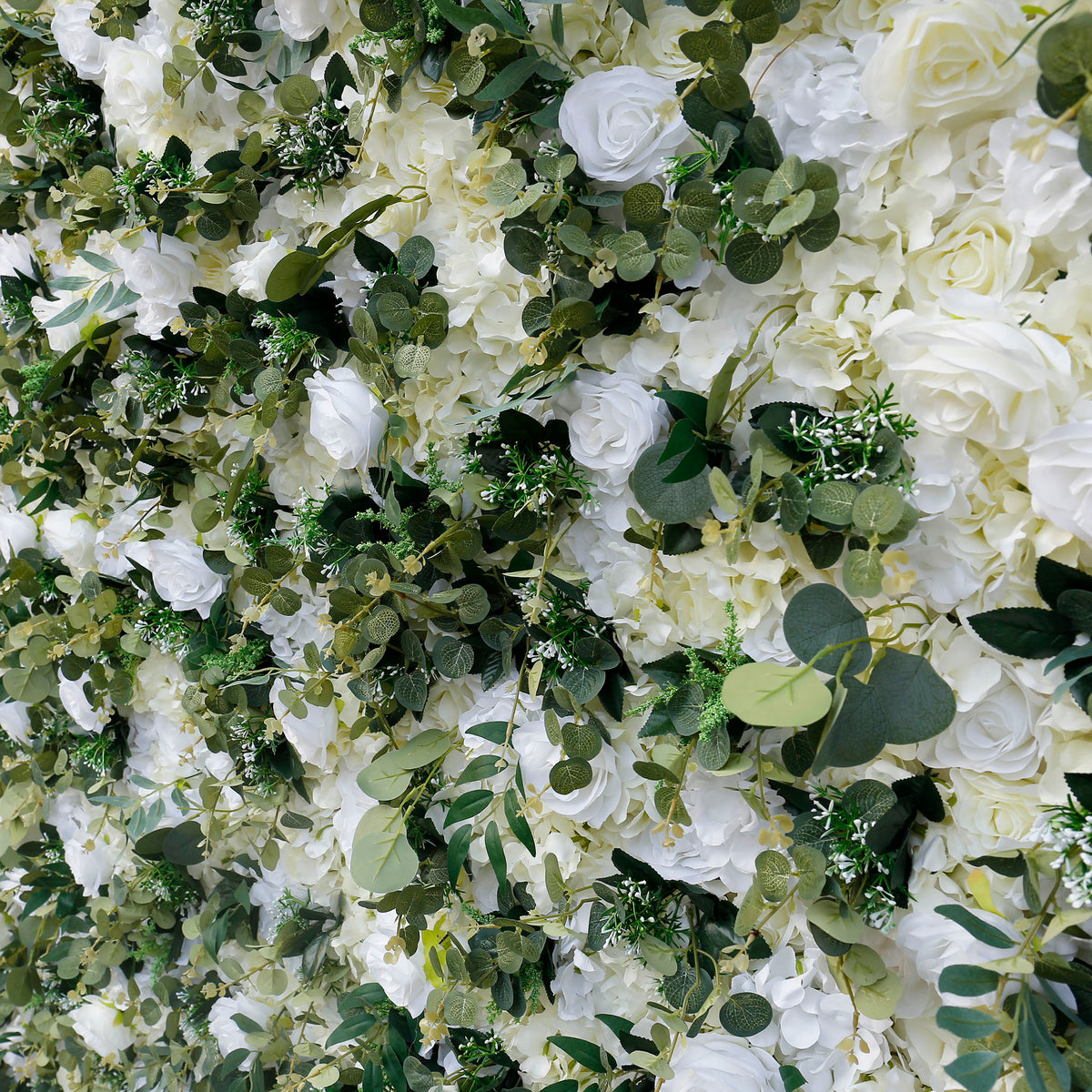 Aliflowers Cream Rose with Green Leaves Wall of Flower Wedding Backdrop ALFWL067 - Ali Flowers