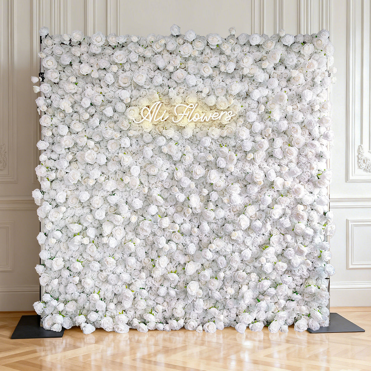 Aliflowers 3D Customize Roll Up Cloth White Floral Wall Wedding Backdrop wall ALFWL069 - Ali Flowers