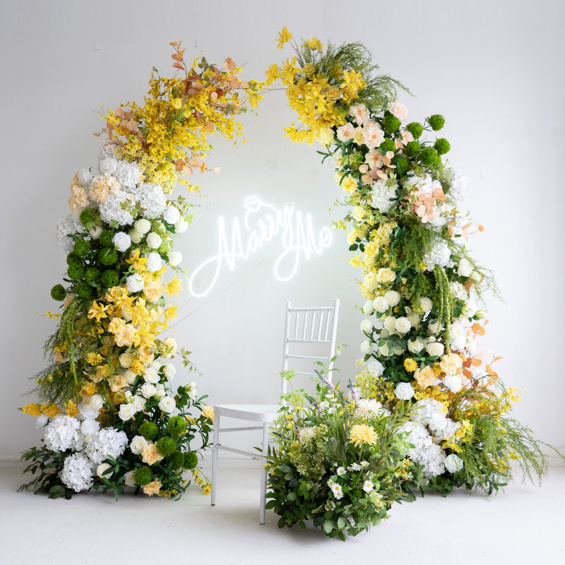 Aliflowers Yellow Garden Artificial Flower Horn Arch Wedding Backdrop Party Props Arrangement ALFAC021 - Ali Flowers