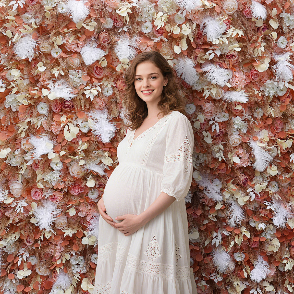 Aliflowers Gold Leaves with White Feather Wall Flower Arrangements Marriage Props ALFWL091 - Ali Flowers