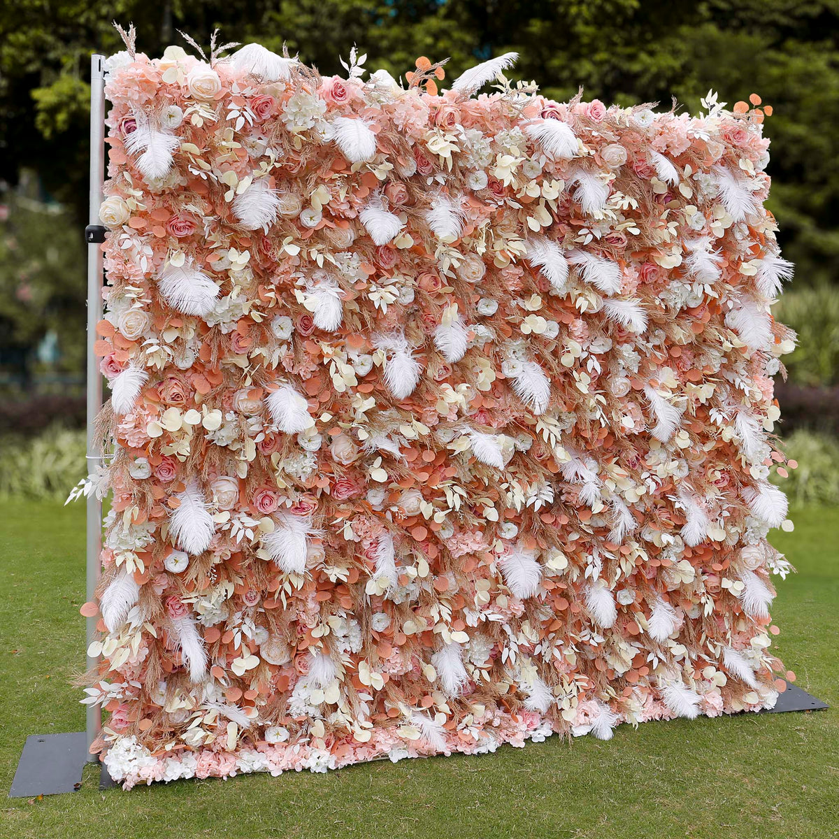 Aliflowers Gold Leaves with White Feather Wall Flower Arrangements Marriage Props ALFWL091 - Ali Flowers