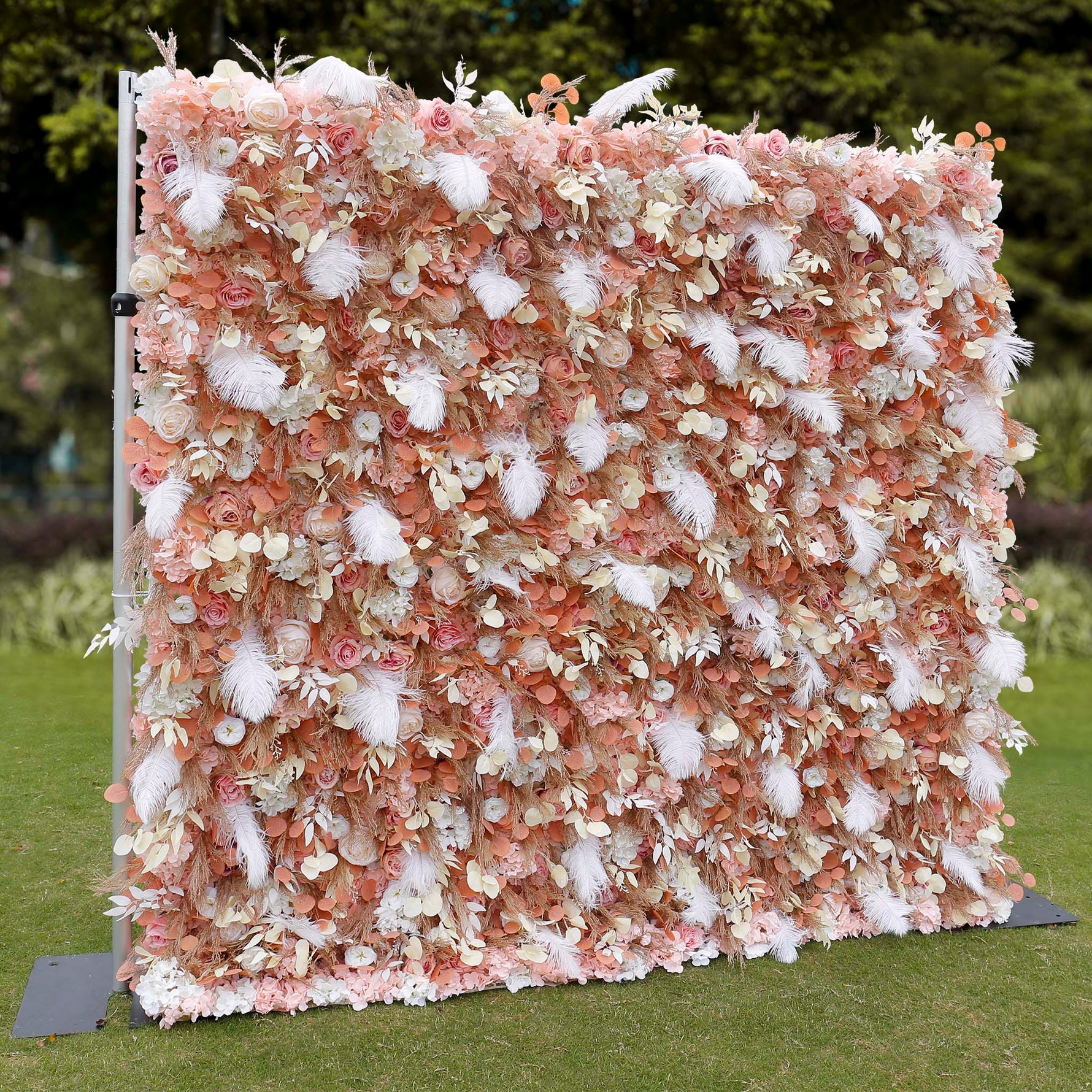 Aliflowers Gold Leaves with White Feather Wall Flower Arrangements Marriage Props ALFWL091 - Ali Flowers