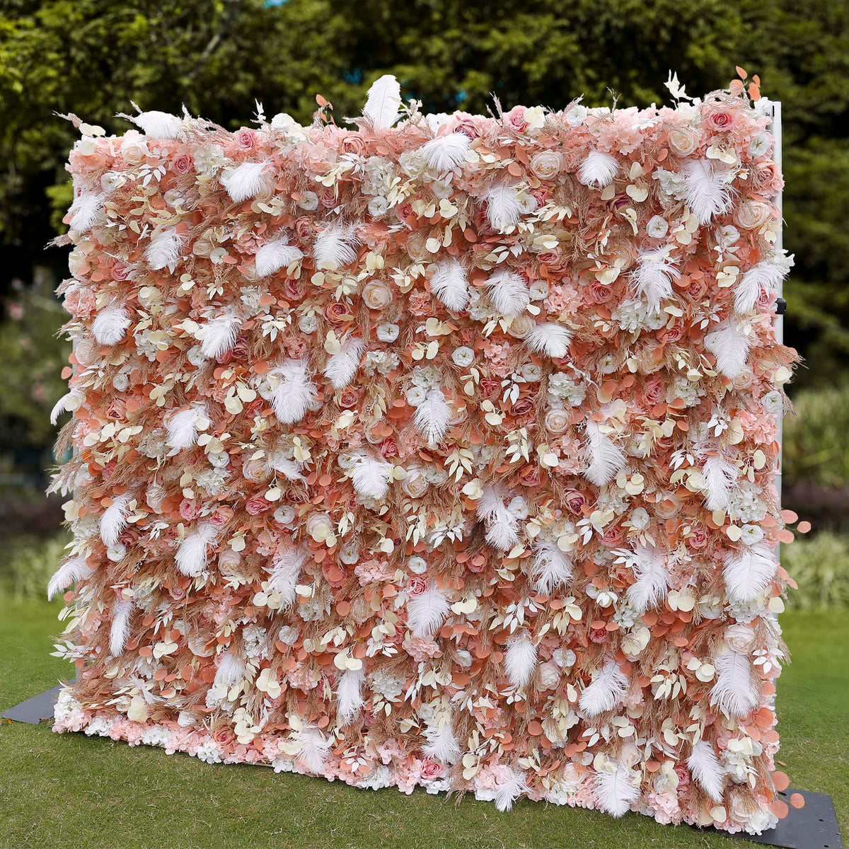 Aliflowers Gold Leaves with White Feather Wall Flower Arrangements Marriage Props ALFWL091 - Ali Flowers