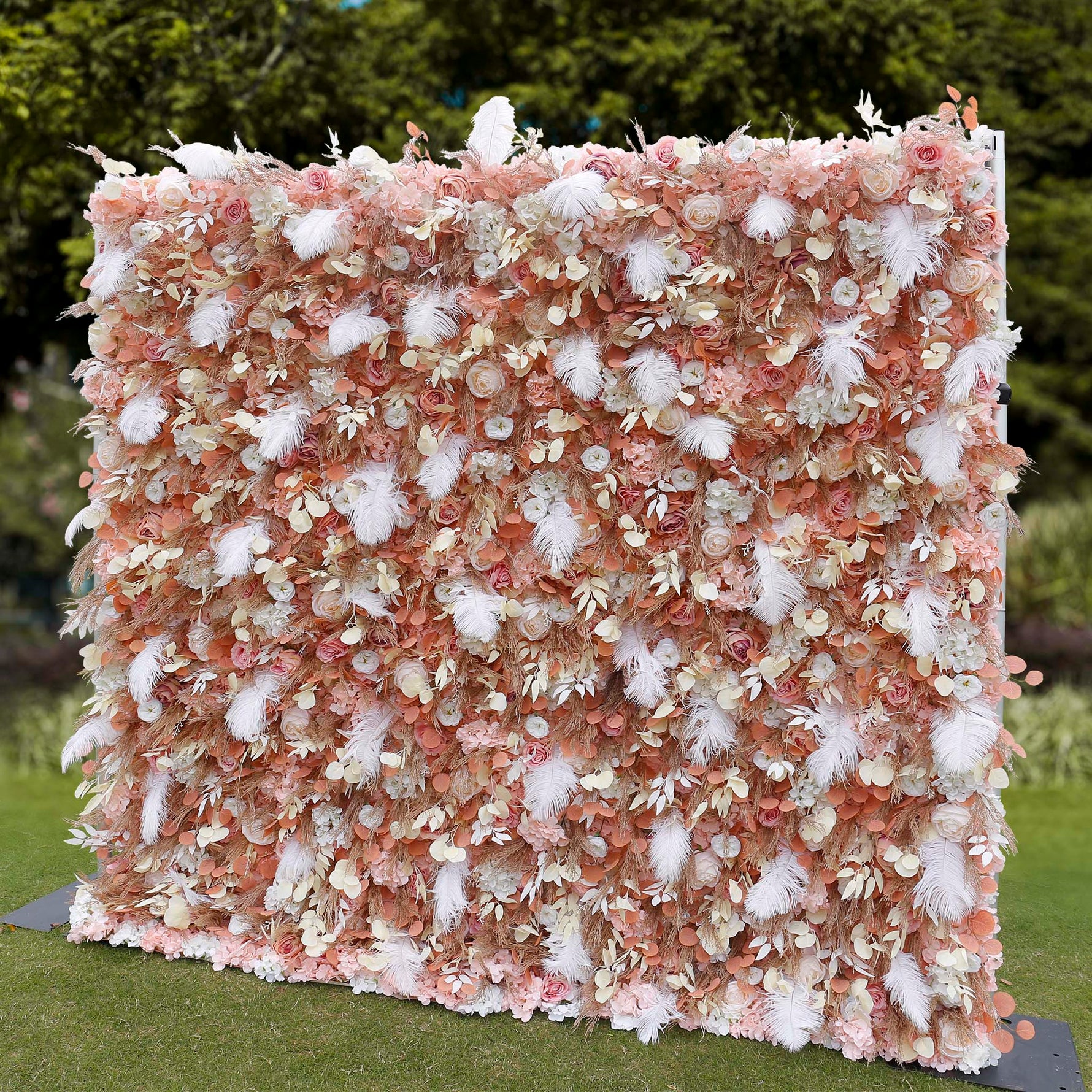 Aliflowers Gold Leaves with White Feather Wall Flower Arrangements Marriage Props ALFWL091 - Ali Flowers