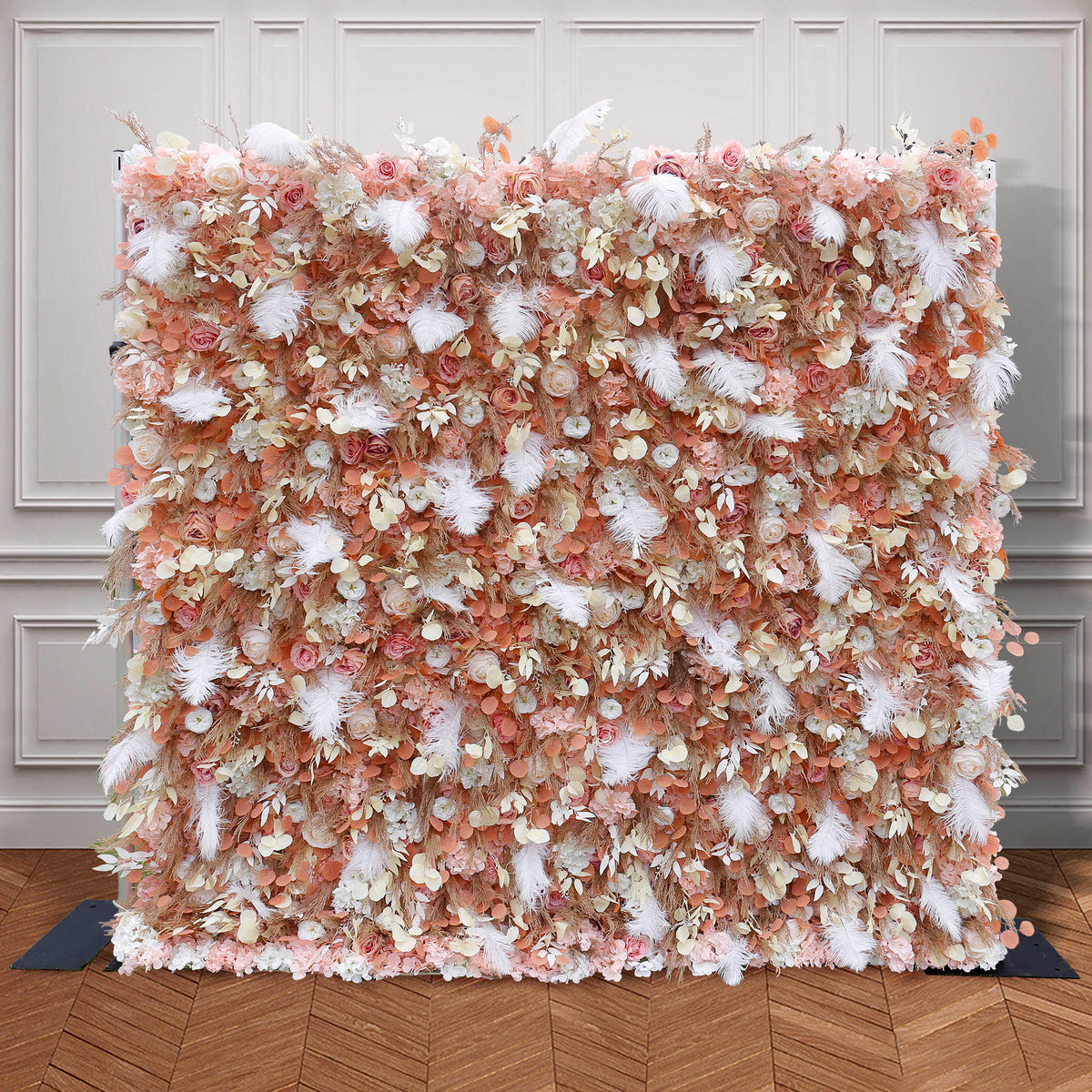 Aliflowers Gold Leaves with White Feather Wall Flower Arrangements Marriage Props ALFWL091 - Ali Flowers