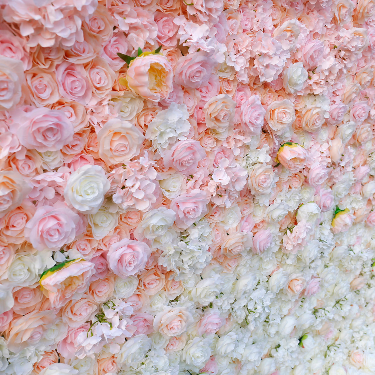 Gradient pink and white artificial flower wall bridal shower decoration photo background