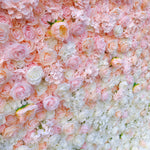 Gradient pink and white artificial flower wall bridal shower decoration photo background