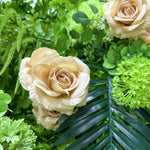 Green turtle leaf with hydrangea event party simulation background flower wall