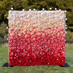 Aliflowers 5D Handmade Cloth Gradient Rose Artificial Floral Wall ALFWL119 - Ali Flowers