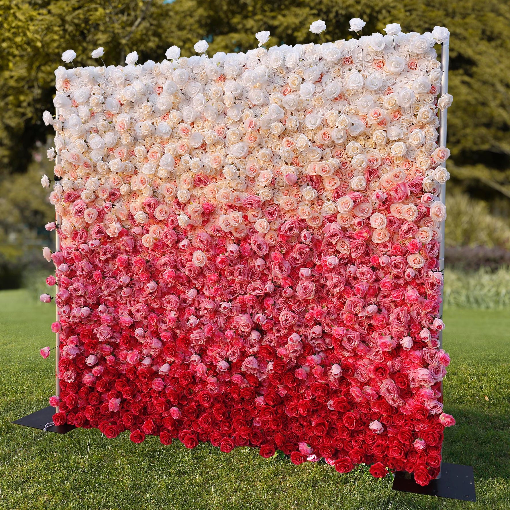 Aliflowers 5D Handmade Cloth Gradient Rose Artificial Floral Wall ALFWL119 - Ali Flowers