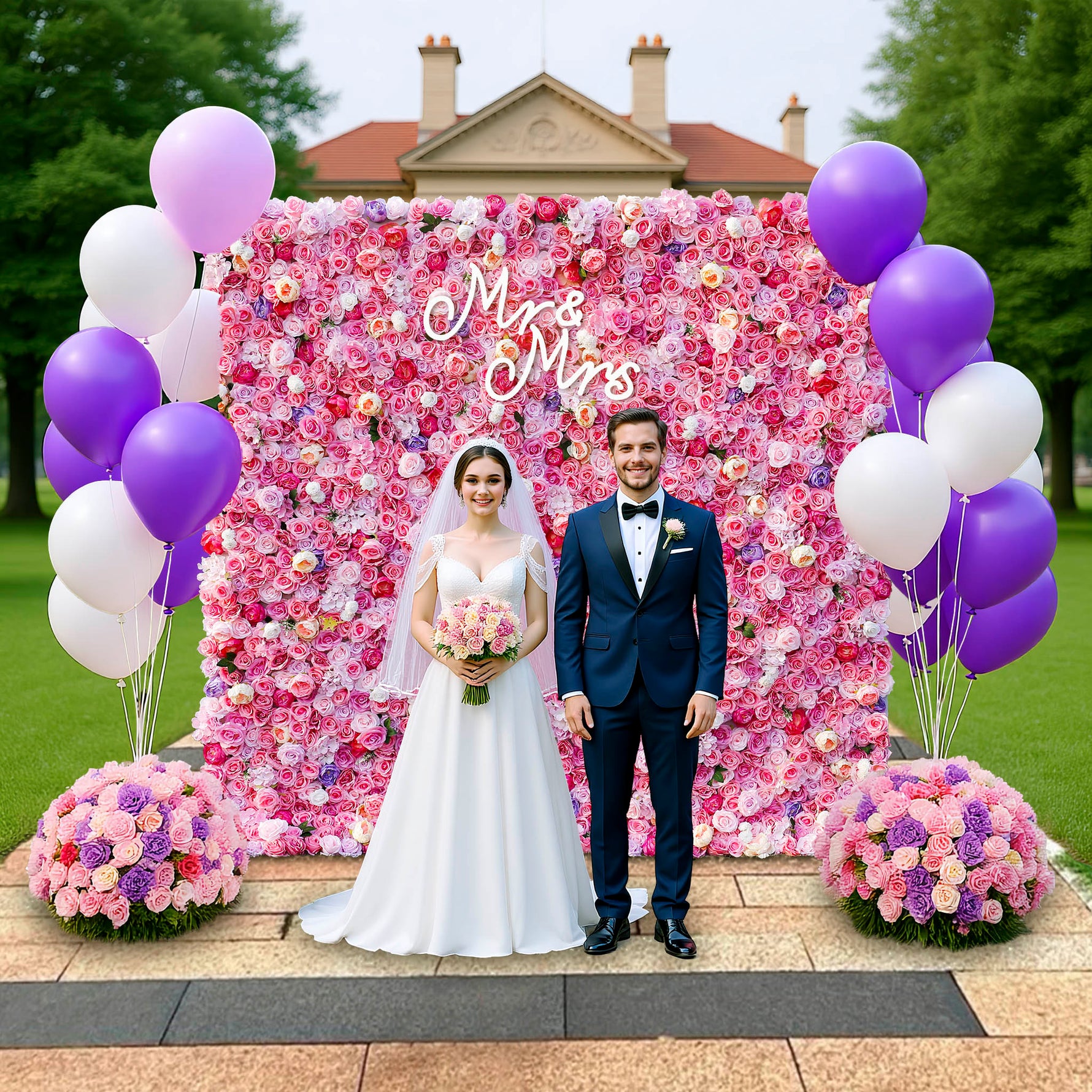 Aliflowers 3D Hot Pink Flowers for Wall Wedding Decorative ALFWL045 - Ali Flowers