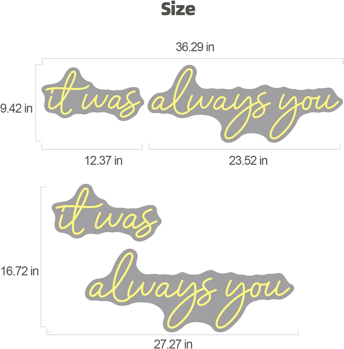 36inch It Was Always You' LED Neon Sign – Dimmable Warm White Wall Decor for Party & Wedding– Reusable Neon Night Light - Ali Flowers