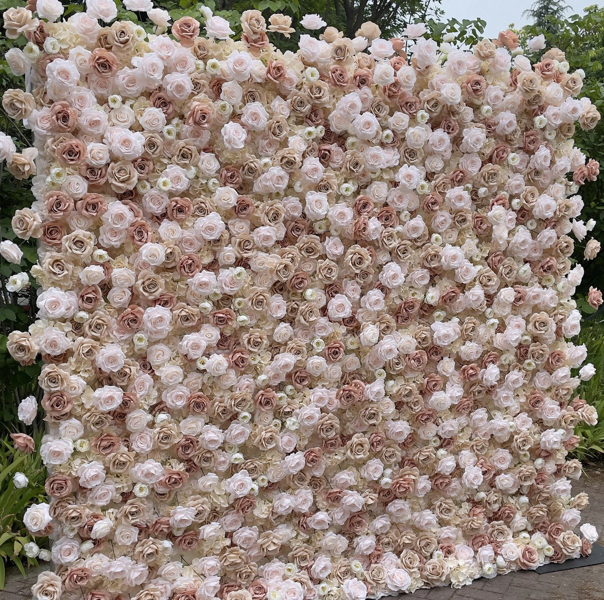 Ali Flowers 5D Light Brown Silk Flower Wall Backdrop for Wedding Event Party ALFWL019 - Ali Flowers