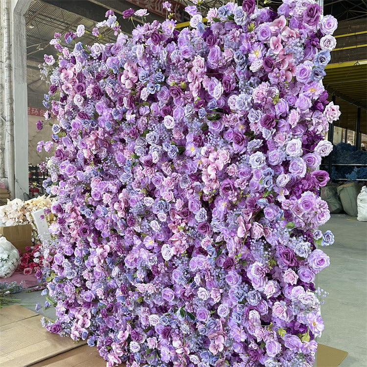 5D Light Purple Fabric Flower Wall Wedding Backdrop Party Decoration