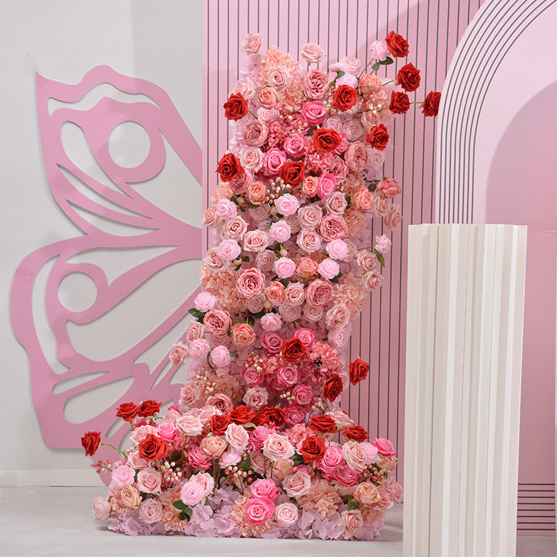 Aliflowers Pink Red Rose Wedding Background Arch KT Board Decorative Floor Flower