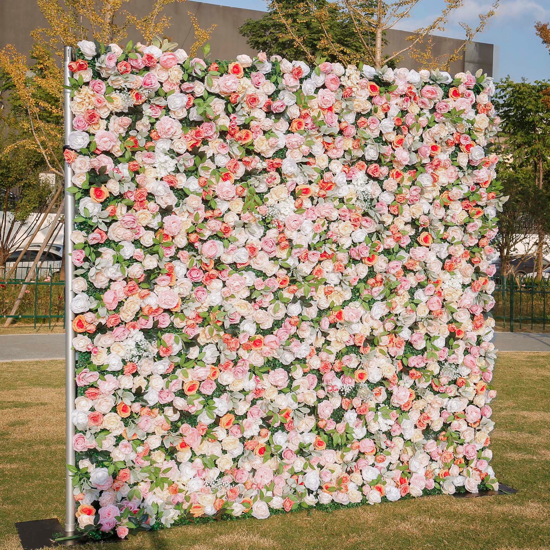 Aliflowers Orange Peony Cloth Fabric Backdrop Flower Wall ALFWL106 - Ali Flowers